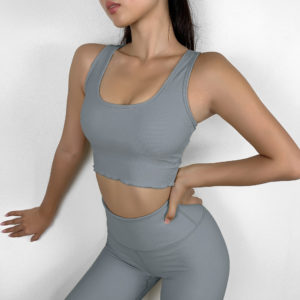 2021 New Fashion Running Sports Fitness Sleeveless Tank Top Trousers Sportswear Yoga Set for Ladies